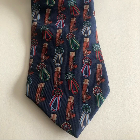 GUCCI Luxury Equestrian Vintage Silk Tie Rare - Picture 5 of 11